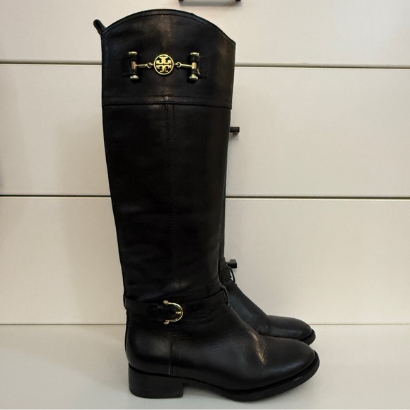 Tory Burch Shoes - Tory Burch Nadine Riding Boots Black Gold Size 6